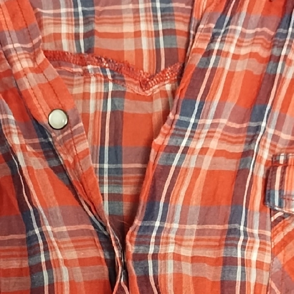 Old Navy Red and Blue Plaid Button Down Shirt 100% Cotton - Picture 4 of 8
